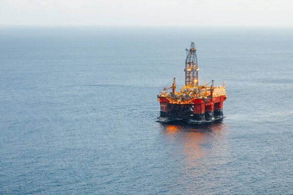 offshore oil and gas platform with illumination