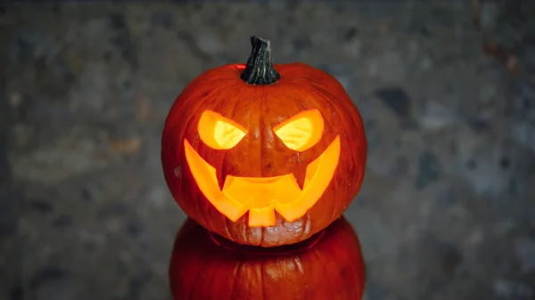 Jack Linterna Vela Calabaza Luz Fondo Gris — Foto de Stock