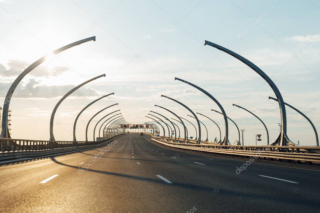 modern highway at sunset