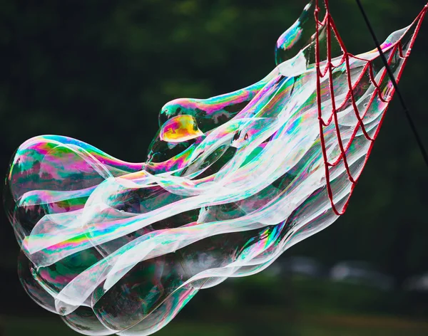 Burbujas Jabón Forma Abstracta Fondo Verde — Foto de Stock