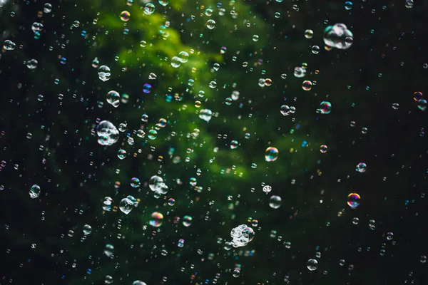 Tvål Bubblor Grön Natur Bakgrund — Stockfoto