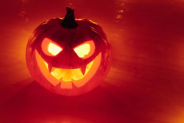 Jack Lanterna Abóbora Luz Laranja Fundo Halloween — Fotografia de Stock