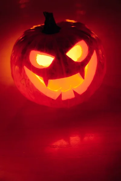 Jack Lanterna Abóbora Luz Laranja Fundo Halloween — Fotografia de Stock