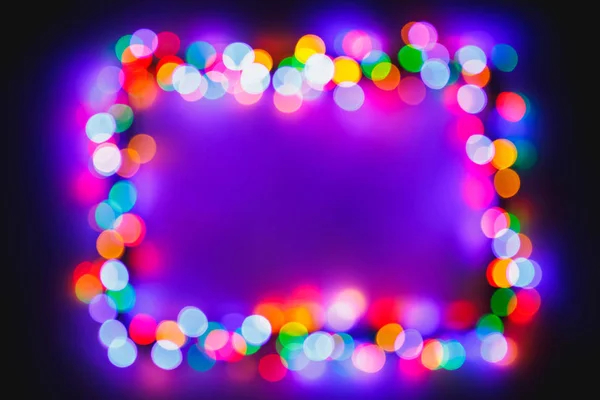 Natal Bokeh Luzes Multicoloridas Quadro — Fotografia de Stock