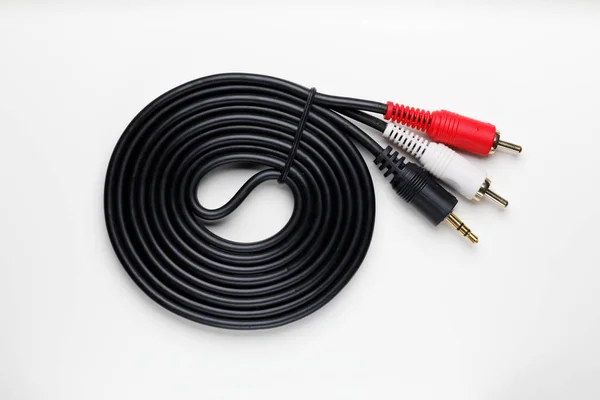 Rca Mini Jack Audio Kabel Vit Bakgrund — Stockfoto