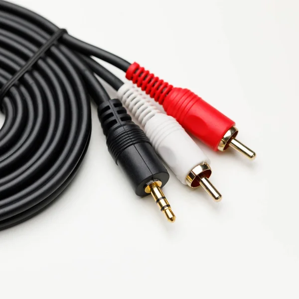 Rca Mini Jack Audio Kabel Vit Bakgrund — Stockfoto
