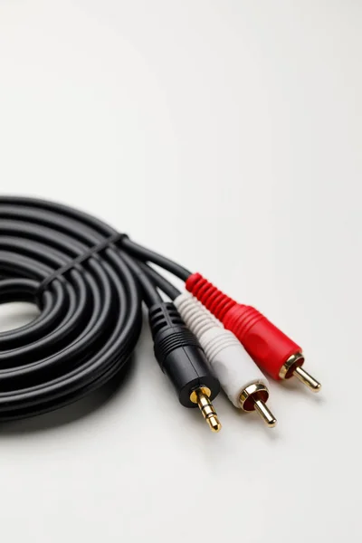 Rca Mini Jack Audio Kabel Vit Bakgrund — Stockfoto