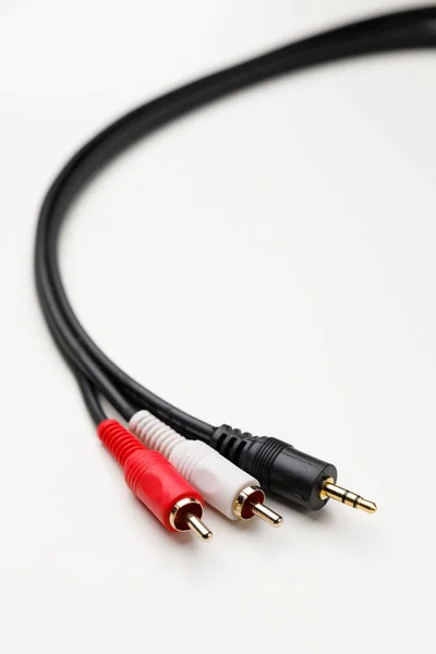 Rca Mini Jack Audio Kabel Vit Bakgrund — Stockfoto