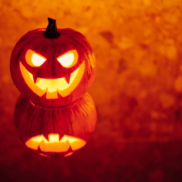 Jack Lanterna Abóbora Luz Laranja Fundo Halloween — Fotografia de Stock