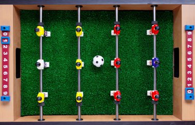 Tablo futbol futbol kicker oyunu oyuncuları, üstten görünüm