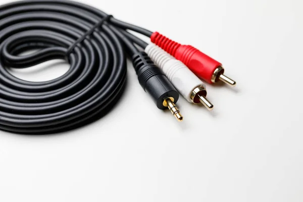 Rca Mini Jack Audio Kabel Vit Bakgrund — Stockfoto