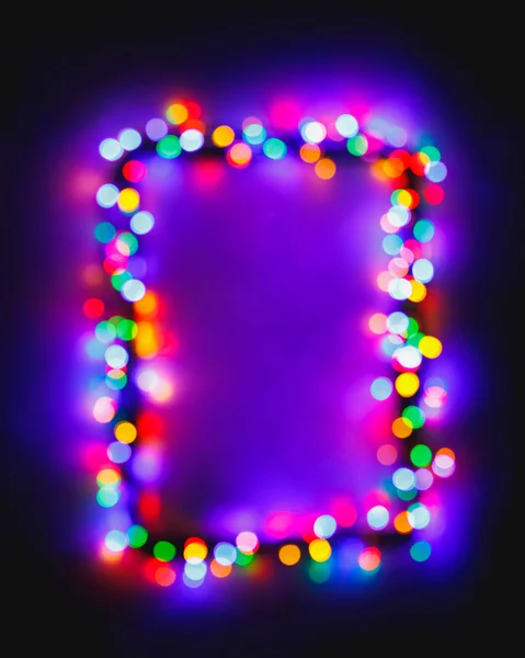 Christmas Bokeh Multicolor Lights Frame — Stock Photo, Image