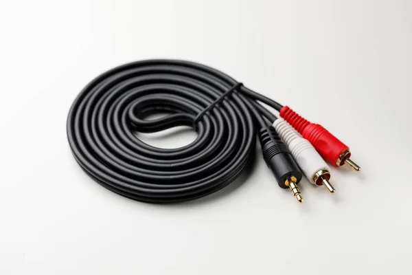 Mini Câble Audio Jack Rca Fond Blanc — Photo