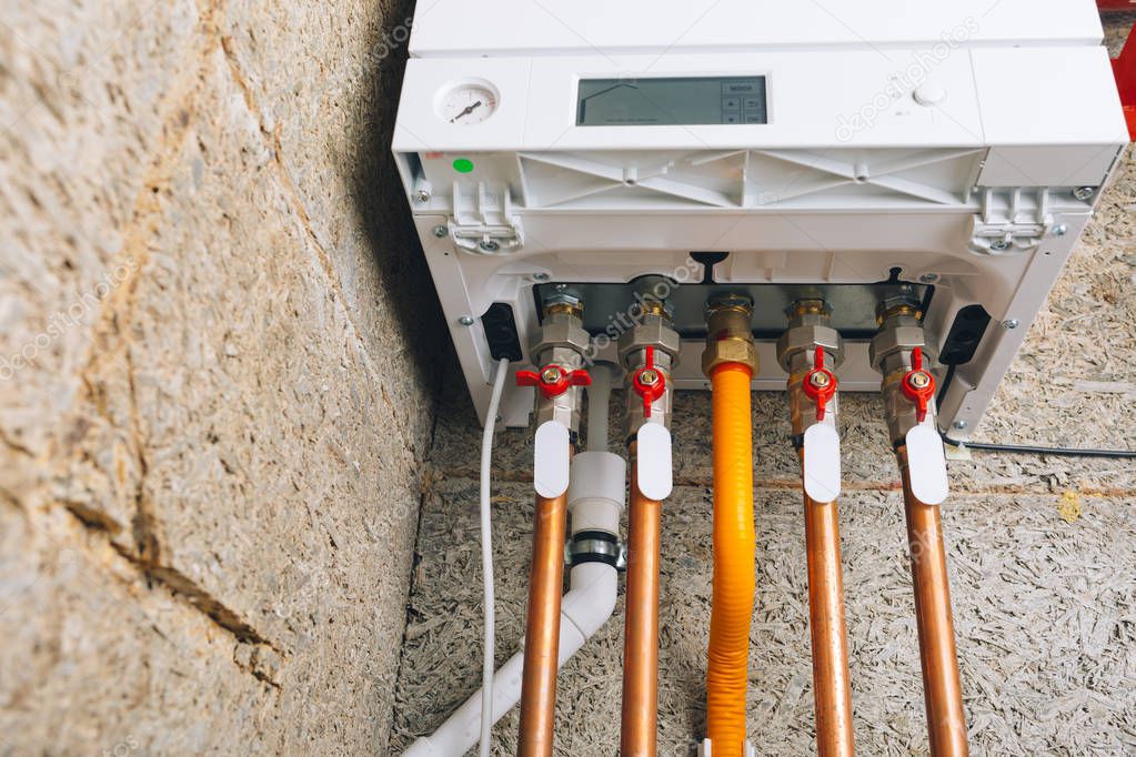 modern gas boiler bottom piping, independent heating system