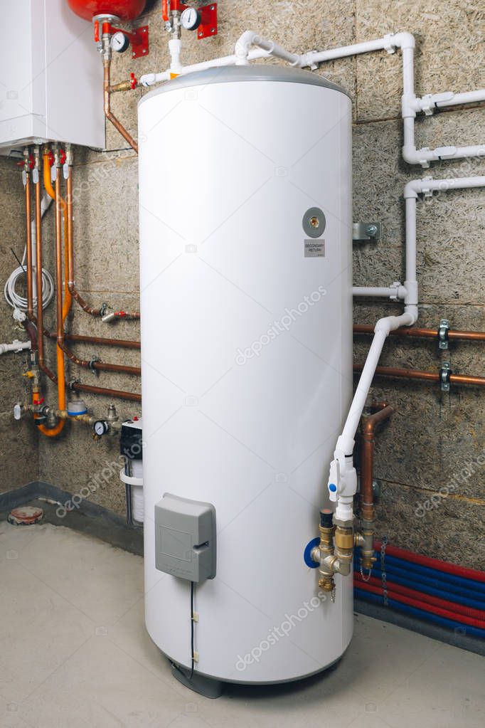 water heater in modern boiler room