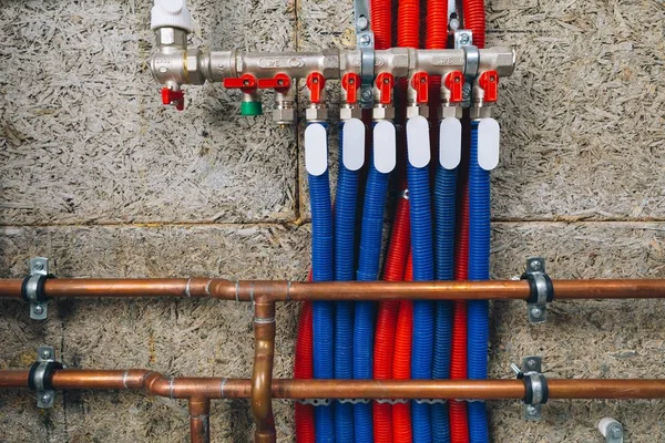 Manifold Collector Pipes Boiler Room — Stock Photo, Image