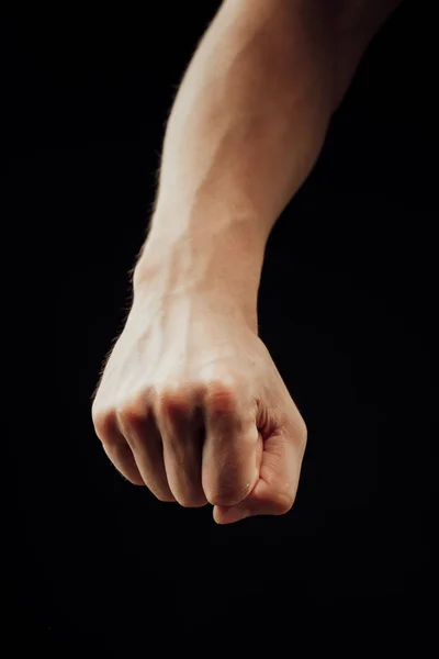 Punho Masculino Isolado Preto — Fotografia de Stock