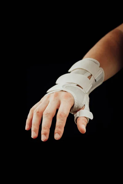 Wrist Hand Orthotics Support Carpal Tunnel Syndrome Healing Isolated Black — Stock Photo, Image