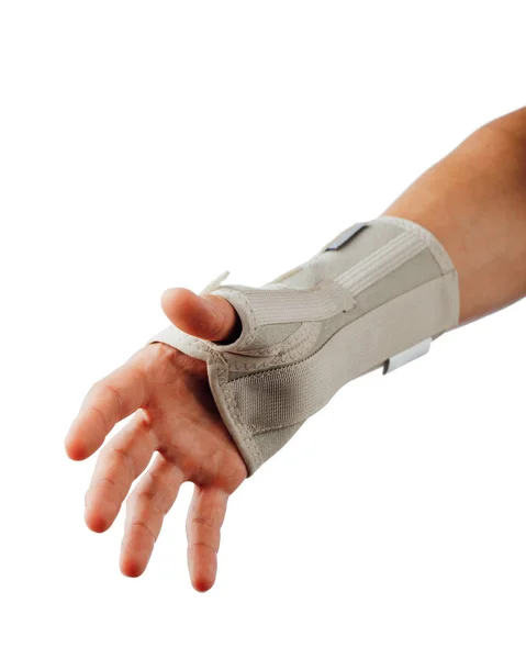 ヒーリング 白で隔離の手根管症候群の手首と手のインソール サポート — ストック写真