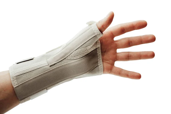 手腕和手矫形器支持腕管综合征愈合 隔离在白色 — 图库照片