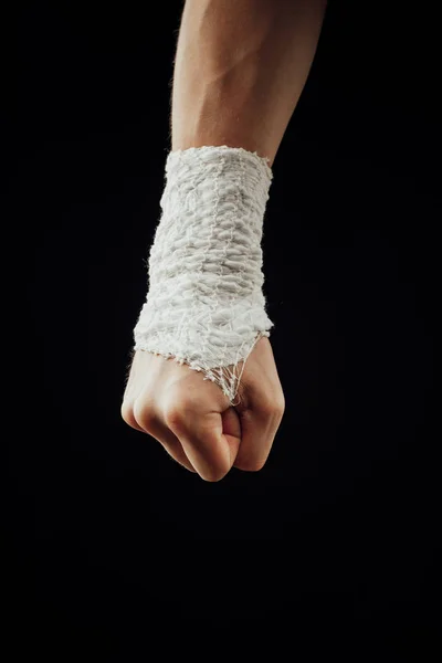Wrist Wrapped Healing Bandage Isolated Black — Stock Photo, Image