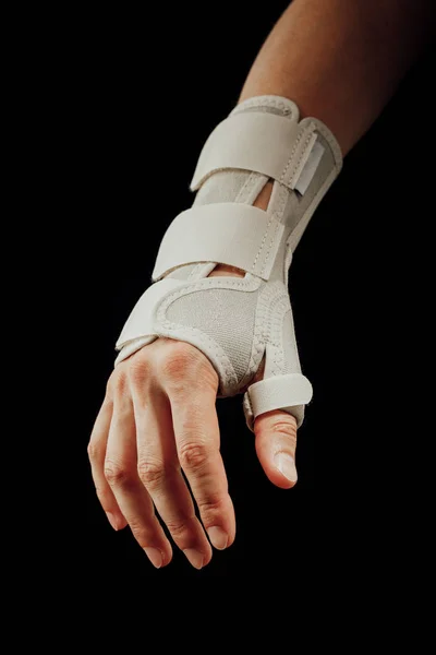 Wrist Hand Orthotics Support Carpal Tunnel Syndrome Healing Isolated Black — Stock Photo, Image