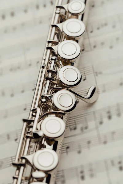 Transverse Flute Music Sheet — Stock Photo, Image