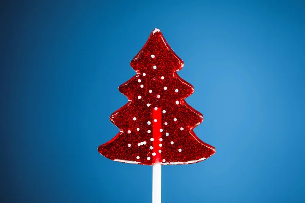 Christmas Tree Sweet Candy Blue Background — Stock Photo, Image