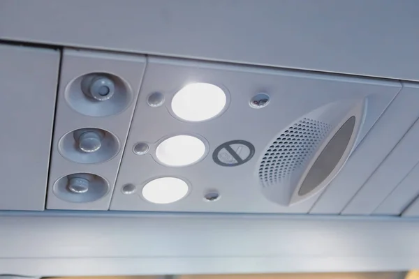 Overhead Licht Airconditioning Cabine Van Het Vliegtuig — Stockfoto