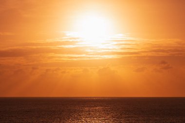 okyanus deniz manzarası, turuncu güneş