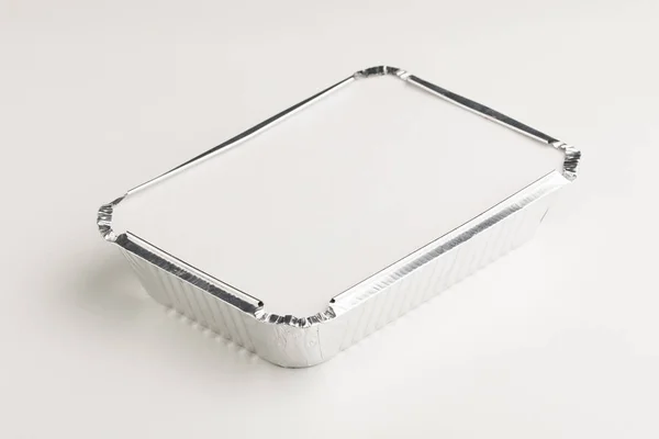 Aluminum foil box container for hot food — Stock Photo, Image