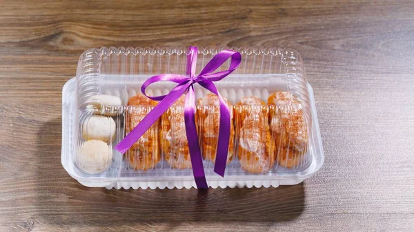 eclairs pastry in blister box
