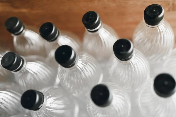 Abstract transparent plastic bottles, close-up view — Stock Photo, Image