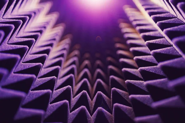 Acoustic foam pyramid abstract background with glow light — Stock Photo, Image