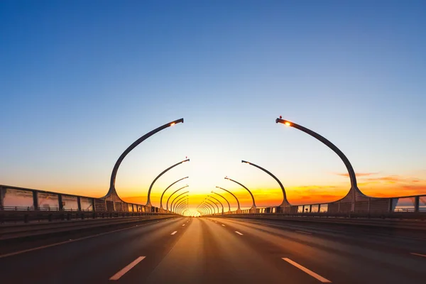 Modern Highway Toll Road Sunset — Stock Photo, Image