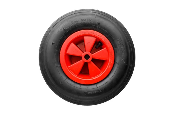 Wheelbarrow Spare Wheel Tire Isolated White — Stock Photo, Image