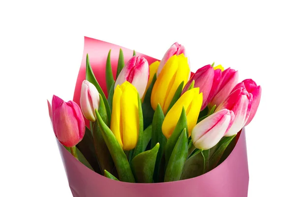 Tulp Bloemen Boeket Close Uitzicht Geïsoleerd Wit — Stockfoto