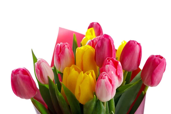 Tulp Bloemen Boeket Close Uitzicht Geïsoleerd Wit — Stockfoto