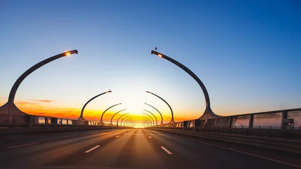 Modern Highway Toll Road Sunset — Stock Photo, Image