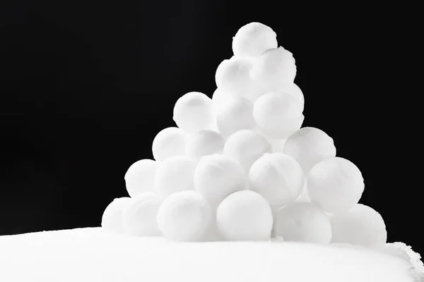 Snowballs Heap Black Background — Stock Photo, Image