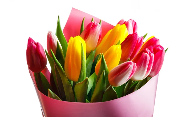 Tulp Bloemen Boeket Close Uitzicht Geïsoleerd Wit — Stockfoto