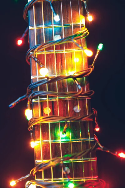 Гитарная Доска Разноцветными Огнями — стоковое фото