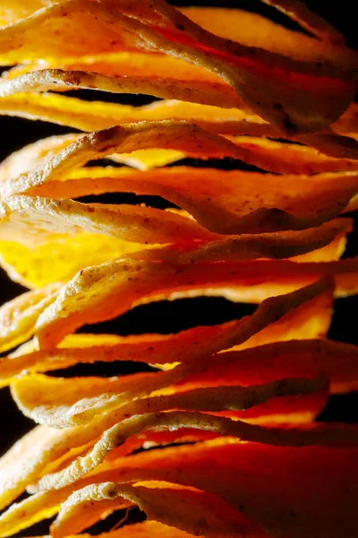 Mexikanische Nachos Tortilla Chips Stapeln Sich Nahaufnahme — Stockfoto