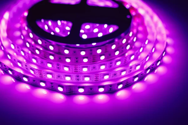 Tira Led Rollo Luz Púrpura — Foto de Stock