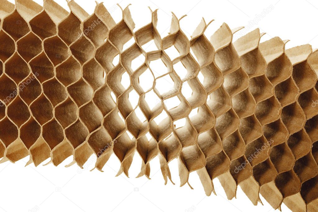 honeycomb cells of cardboard stiffening rib background