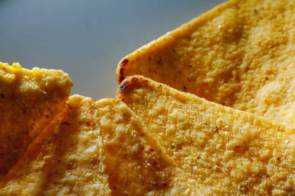 Meksykańskie Nachos Tortilla Chips Widok Bliska — Zdjęcie stockowe