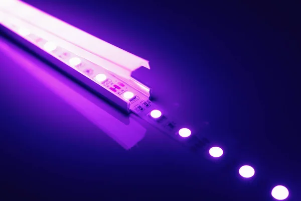 led strip purple light in aluminum channel diffuser