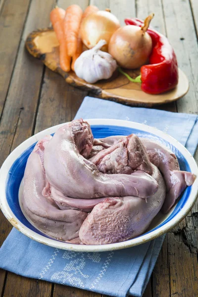 Raw Fresh Pork Tongues Meat Ingredients Cook — Stock Photo, Image