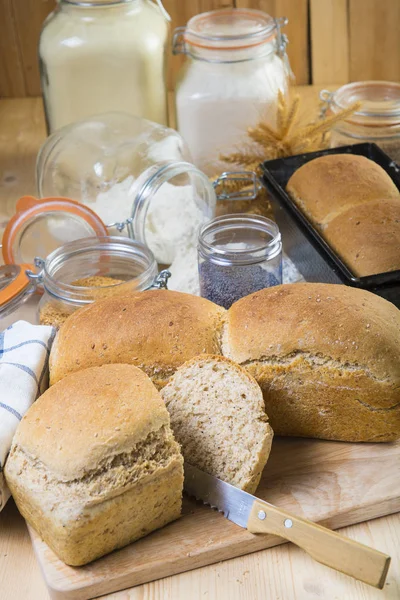 Homemade Sourdough Bread Seeds Bakery Table — Stock Photo, Image