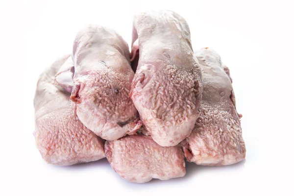 Raw Fresh Pork Tongues Meat Isolated White Background — Stock Photo, Image